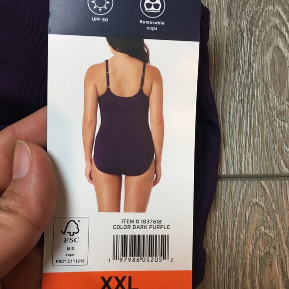 Lands' End Women's Dark Purple One Piece Swimsuit size XXL NWT - Picture 4 of 10